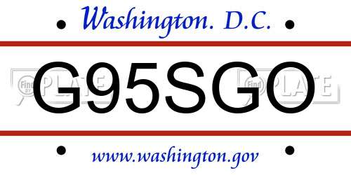 G95SGO District Of Columbia License Plate