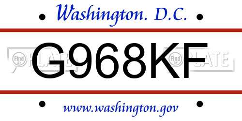 G968KF District Of Columbia License Plate