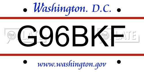 G96BKF District Of Columbia License Plate