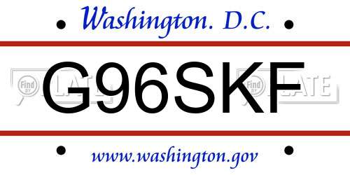 G96SKF District Of Columbia License Plate