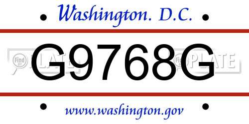 G9768G District Of Columbia License Plate