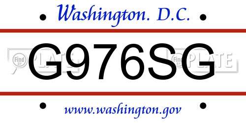 G976SG District Of Columbia License Plate