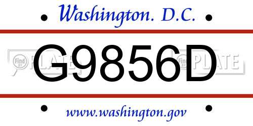 G9856D District Of Columbia License Plate