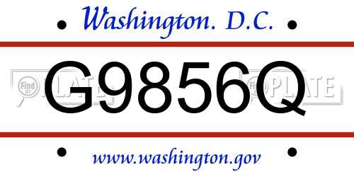 G9856Q District Of Columbia License Plate