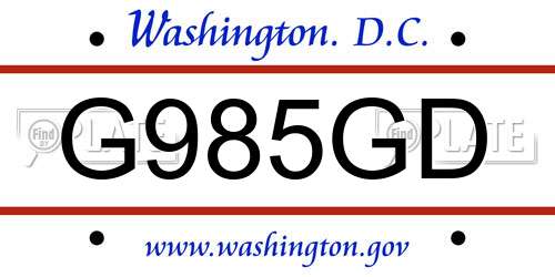 G985GD District Of Columbia License Plate