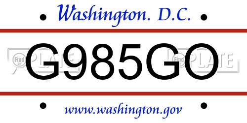 G985GO District Of Columbia License Plate