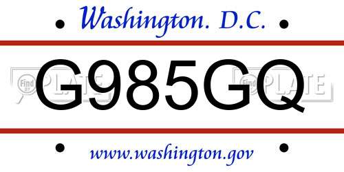 G985GQ District Of Columbia License Plate