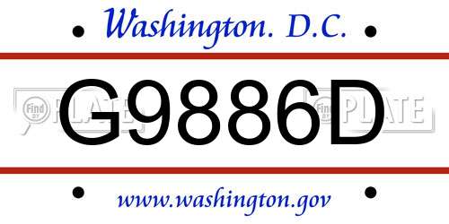 G9886D District Of Columbia License Plate