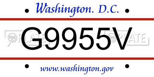 G9955V District Of Columbia License Plate