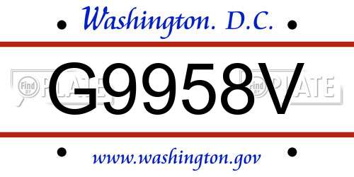 G9958V District Of Columbia License Plate