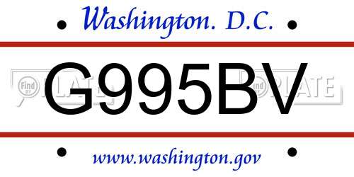 G995BV District Of Columbia License Plate