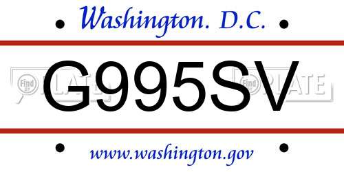G995SV District Of Columbia License Plate