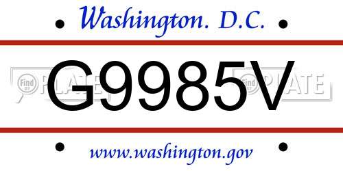 G9985V District Of Columbia License Plate