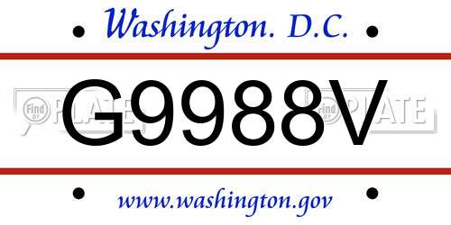 G9988V District Of Columbia License Plate