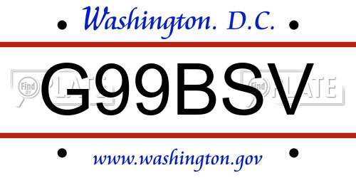 G99BSV District Of Columbia License Plate