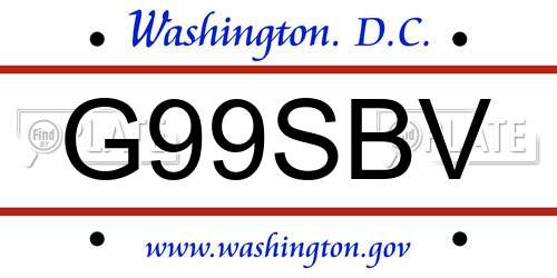 G99SBV District Of Columbia License Plate