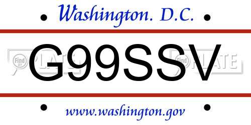 G99SSV District Of Columbia License Plate