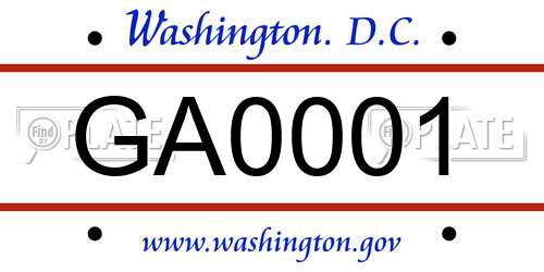 GA0001 District Of Columbia License Plate