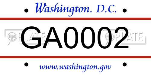 GA0002 District Of Columbia License Plate