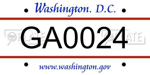 GA0024 District Of Columbia License Plate
