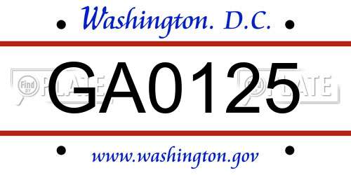 GA0125 District Of Columbia License Plate