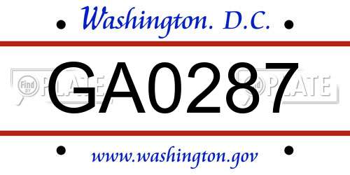 GA0287 District Of Columbia License Plate
