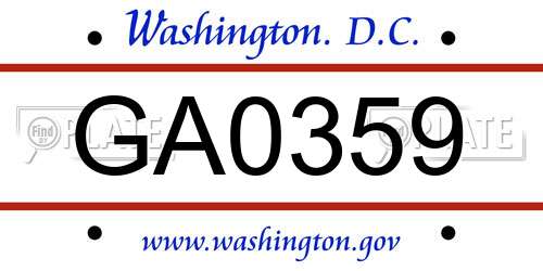 GA0359 District Of Columbia License Plate