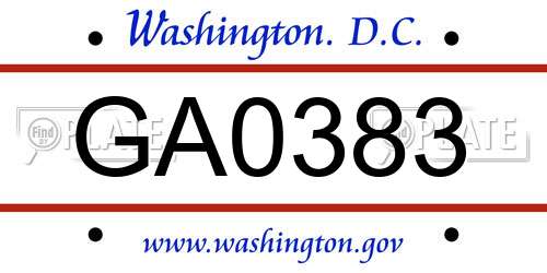 GA0383 District Of Columbia License Plate