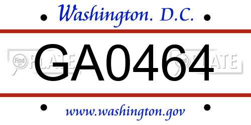 GA0464 District Of Columbia License Plate