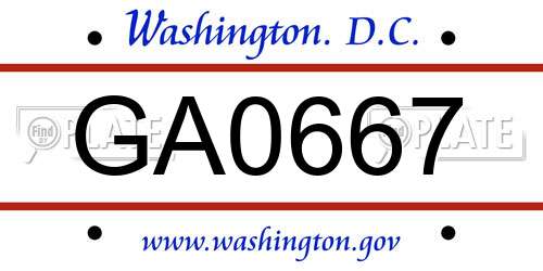 GA0667 District Of Columbia License Plate