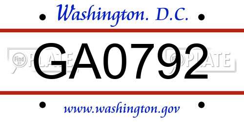 GA0792 District Of Columbia License Plate
