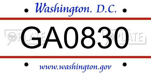GA0830 District Of Columbia License Plate