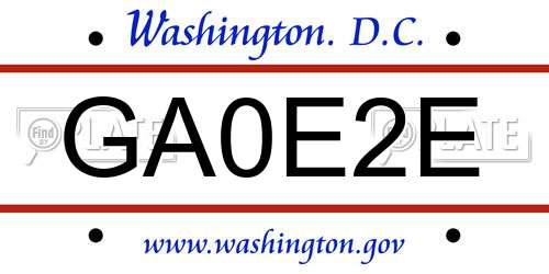GA0E2E District Of Columbia License Plate