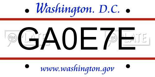 GA0E7E District Of Columbia License Plate
