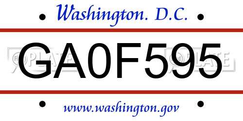 GA0F595 District Of Columbia License Plate