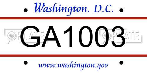 GA1003 District Of Columbia License Plate
