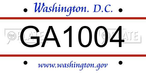 GA1004 District Of Columbia License Plate