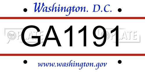 GA1191 District Of Columbia License Plate