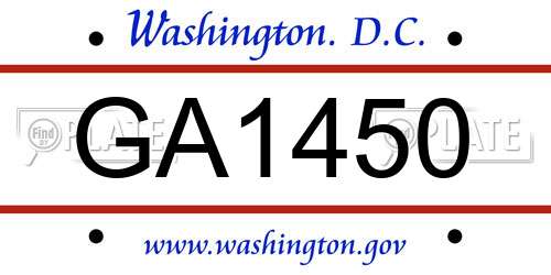 GA1450 District Of Columbia License Plate