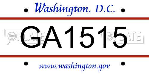 GA1515 District Of Columbia License Plate