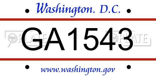 GA1543 District Of Columbia License Plate