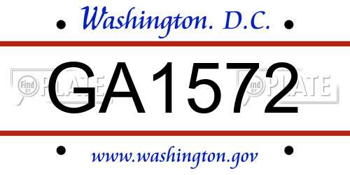 GA1572 District Of Columbia License Plate