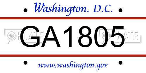 GA1805 District Of Columbia License Plate