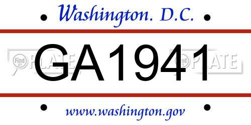 GA1941 District Of Columbia License Plate