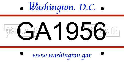 GA1956 District Of Columbia License Plate