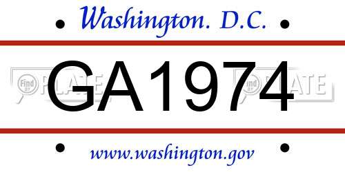 GA1974 District Of Columbia License Plate