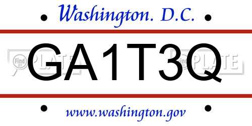 GA1T3Q District Of Columbia License Plate