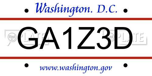 GA1Z3D District Of Columbia License Plate