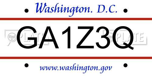 GA1Z3Q District Of Columbia License Plate