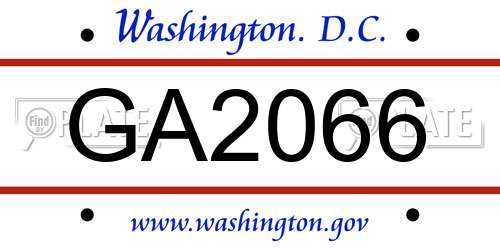 GA2066 District Of Columbia License Plate
